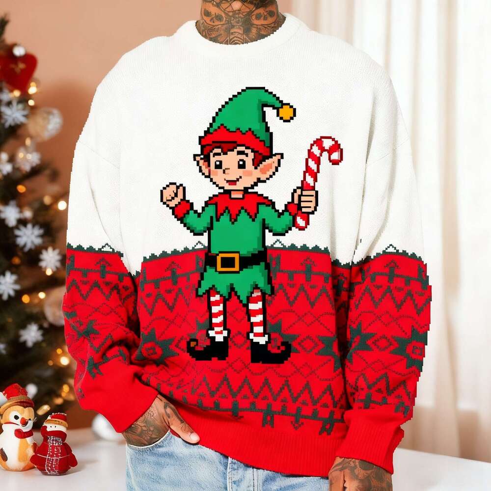 New European and American Cross-Border Christmas Elements Digital 3D Print Men's Crew Neck Casual Fashion Sports Sweatshirt