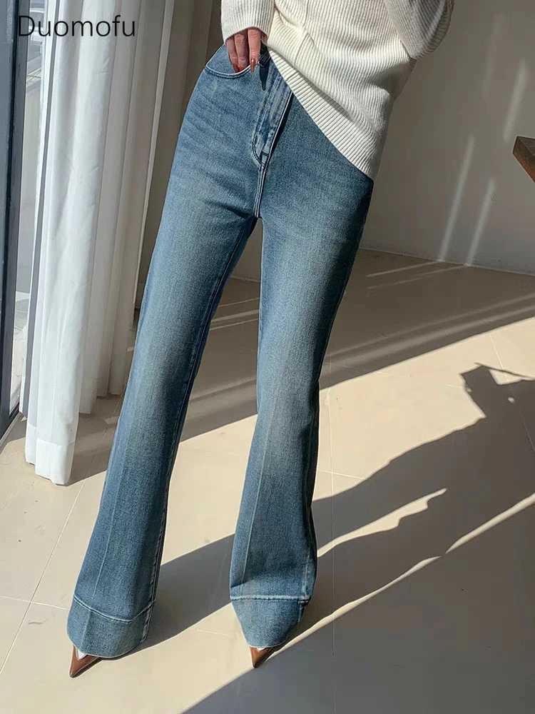 Duomofu Vintage Chic Washed Loose Simple Female Jeans Autumn Classic High Waist Slim Fulllength Fashion Casual S-XL Women Jeans C251110