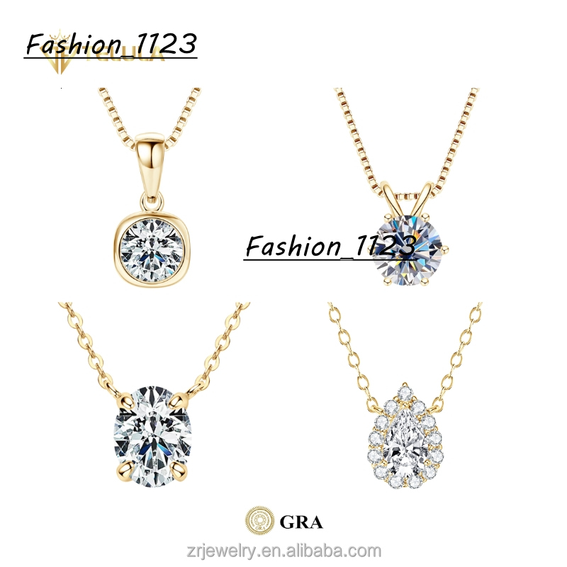 Classic Pendant Moissanite Necklace 925 Sterling Silver Chain Gra Certified VVS Moissanite Necklace