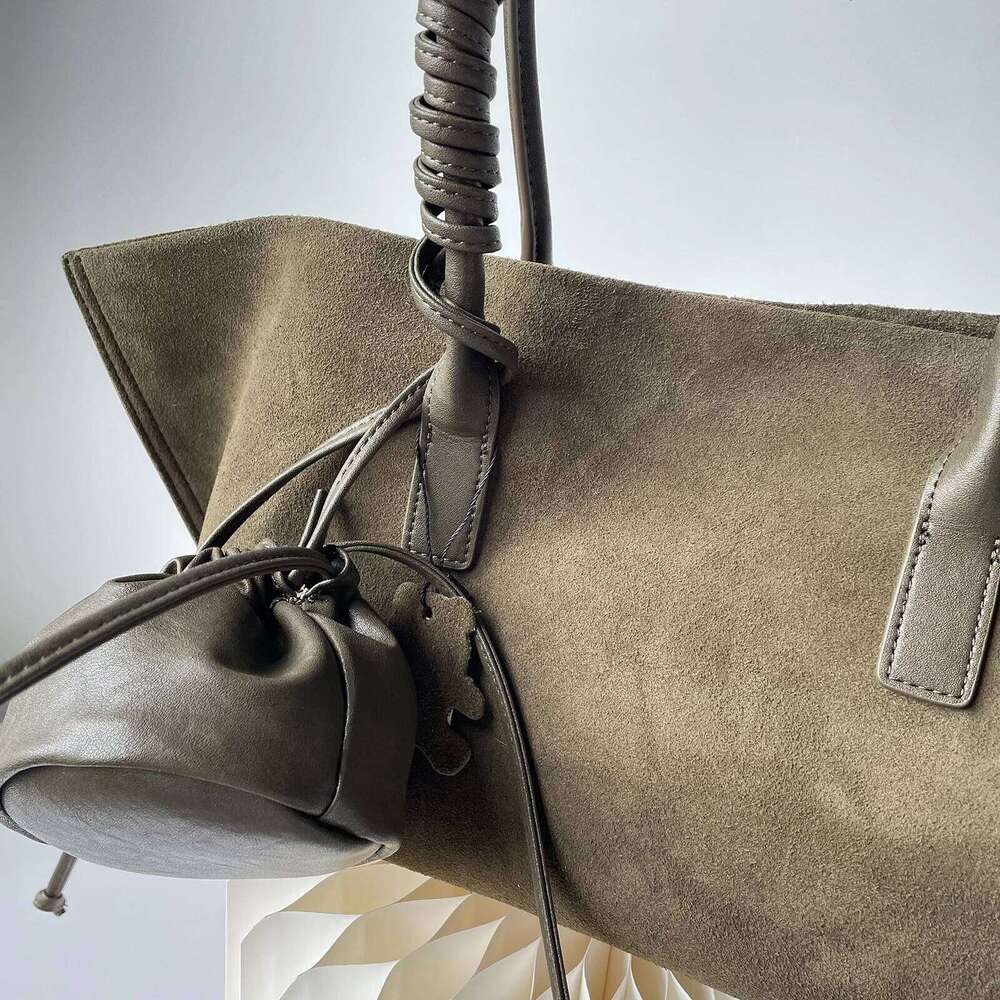 Suede Tote Women's New Cowhide Simple Underarm Fashion Canvas Casual Large Capacity Portable Shoulder Female Bag 251110