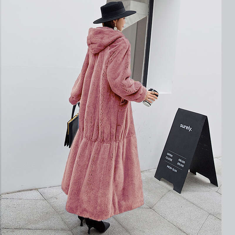 Casual Long Coat Hot Sale Of The Season Winter New Style Women's Fashionable Loose Artificial Otter Fur Jacket Coat with Hood