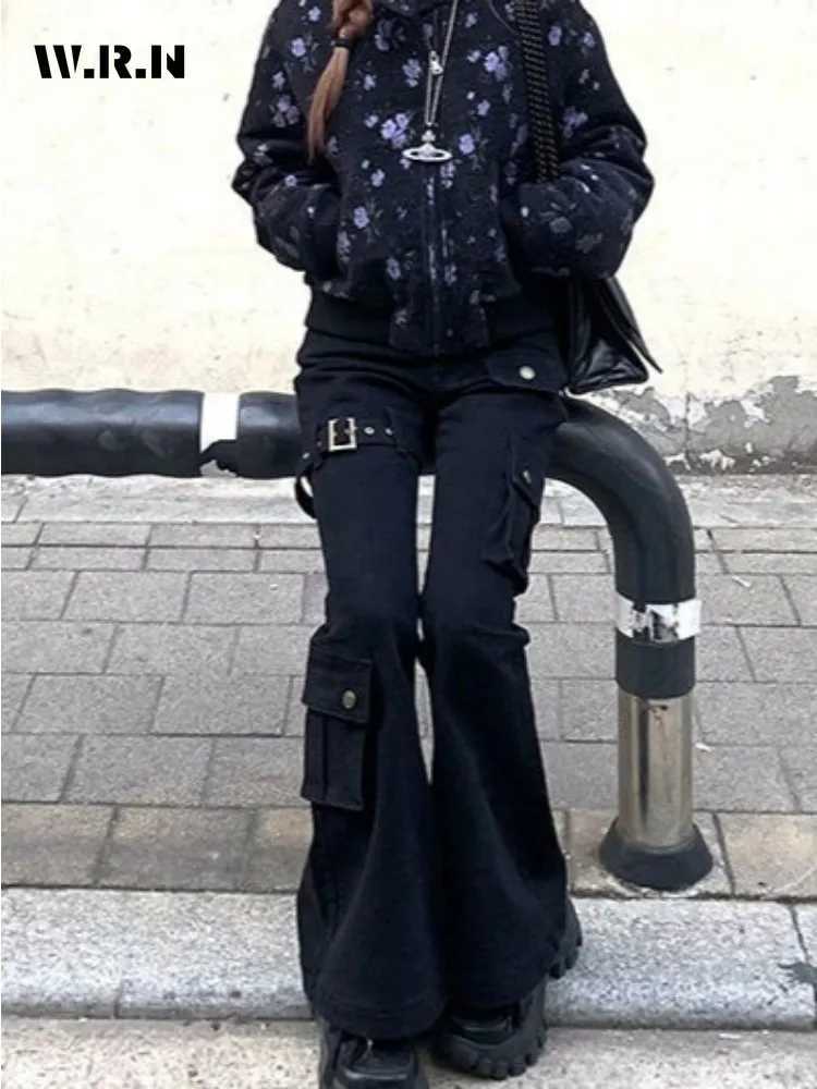 Aesthetic Dark Style Street Y2K Slim Fit Jeans Womens Vintage Sheath Gothic Pants High Waisted Hotsweet Black Denim Trouser C251110