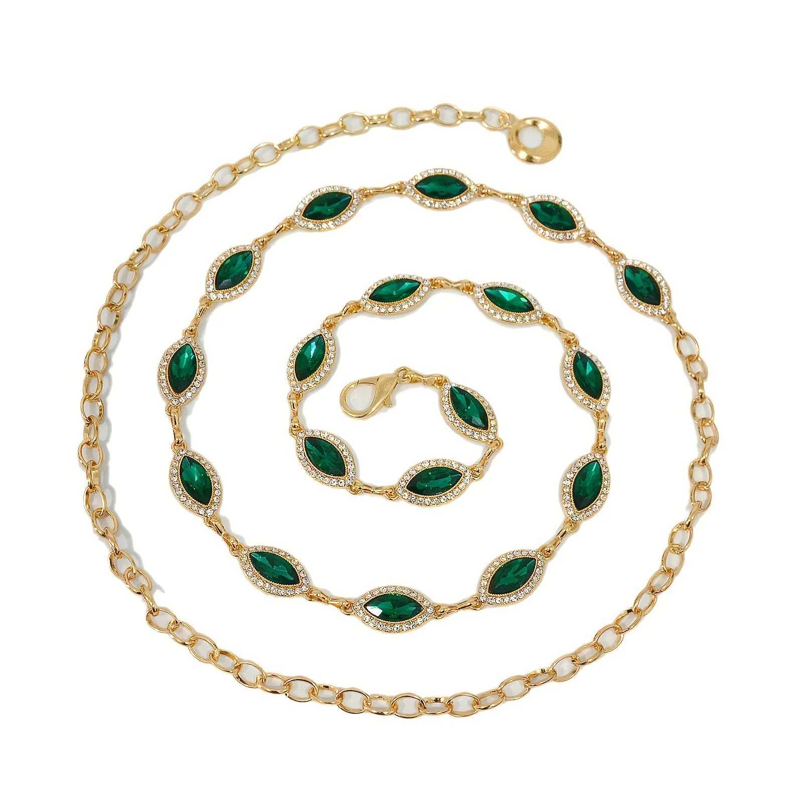 Large gold waist chain crystal rhinestone inlaid Bohemian body chain elegant metal chain dress X250410