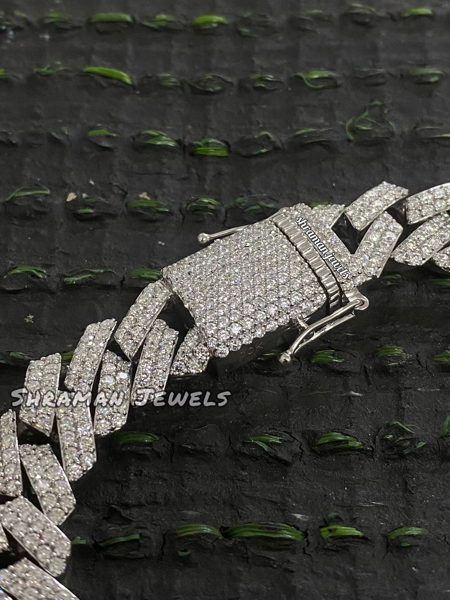 12mm White Gold Cuban Link Anklet with VVS Iced Out Moissanite 925 Silver Perfect Christmas Gift for Women