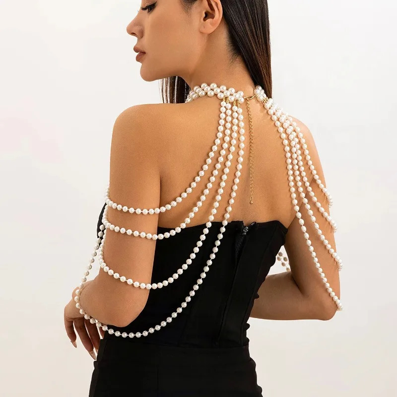 in 2025 Bridal Tassel Pearl Shoulder Chain Necklace for Women Elegant Shawl Wedding Jewelry Accessories 250409