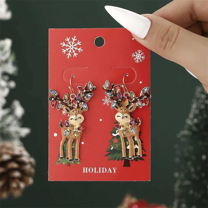 Luxury Imitation Pearls Santa Stud Earring for Women Cute Cartoon Rhinestone Elk Christmas Tree Earring New Year Holiday Jewelry J251110