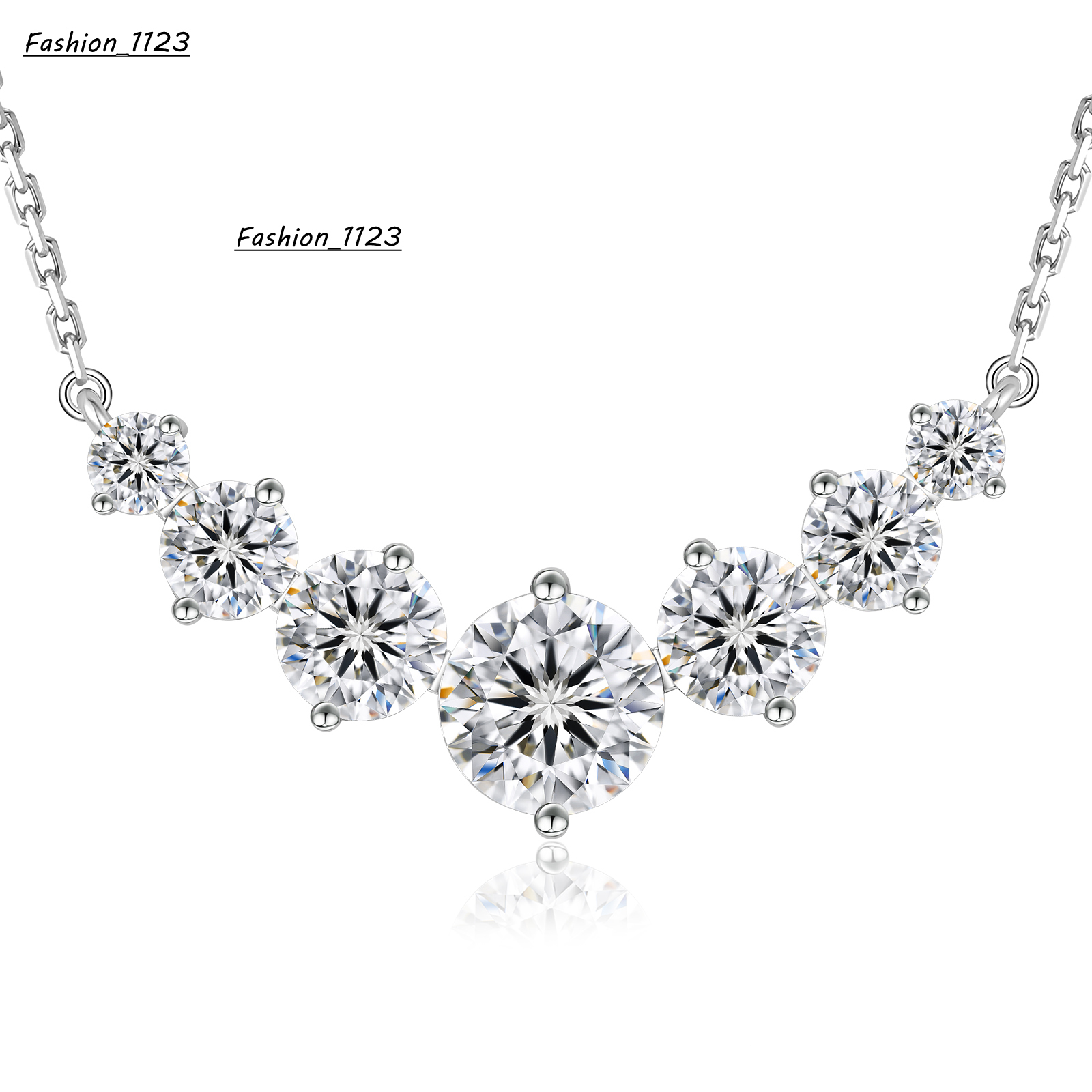 1-5CT Moissanite Heart Anniversary Gift 925 Sterling Silver Smile White Gold Plated 7 Stone Mossanite Diamond Necklace for Women