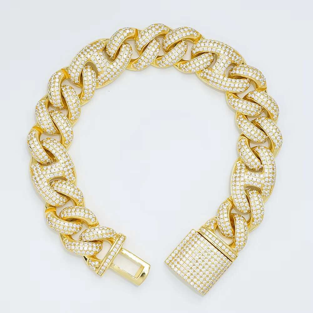 High quality sier pyroxene jewelry dia Cuban men's bracelet