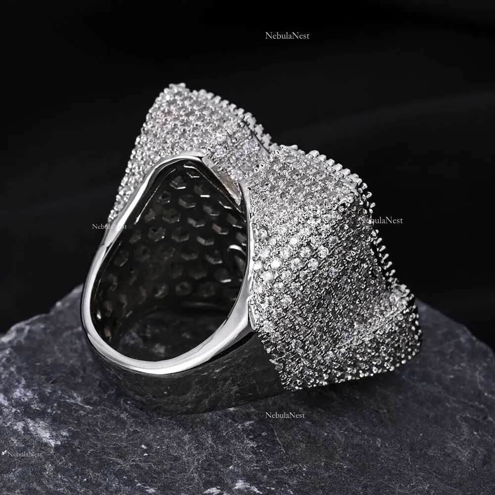 Top Quality VVS Letter M Ring Full Dia Pave Hip Hop Sterg Sier Vvs Moissanite Rings for Him/Her