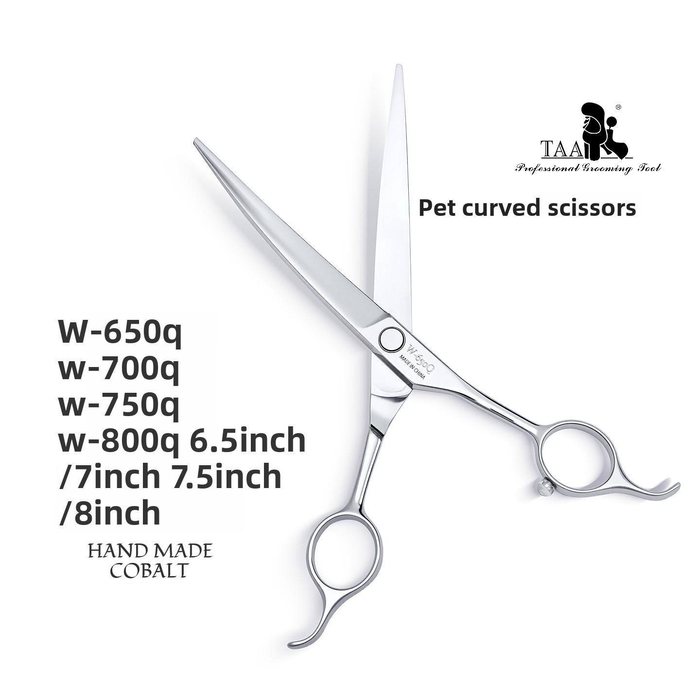 Professional Pet Curved Scissors, 6.5-8 Inch Handmade Cobalt Stainless Steel Dog Grooming Shears for Pet Grooming Salons & Home Use