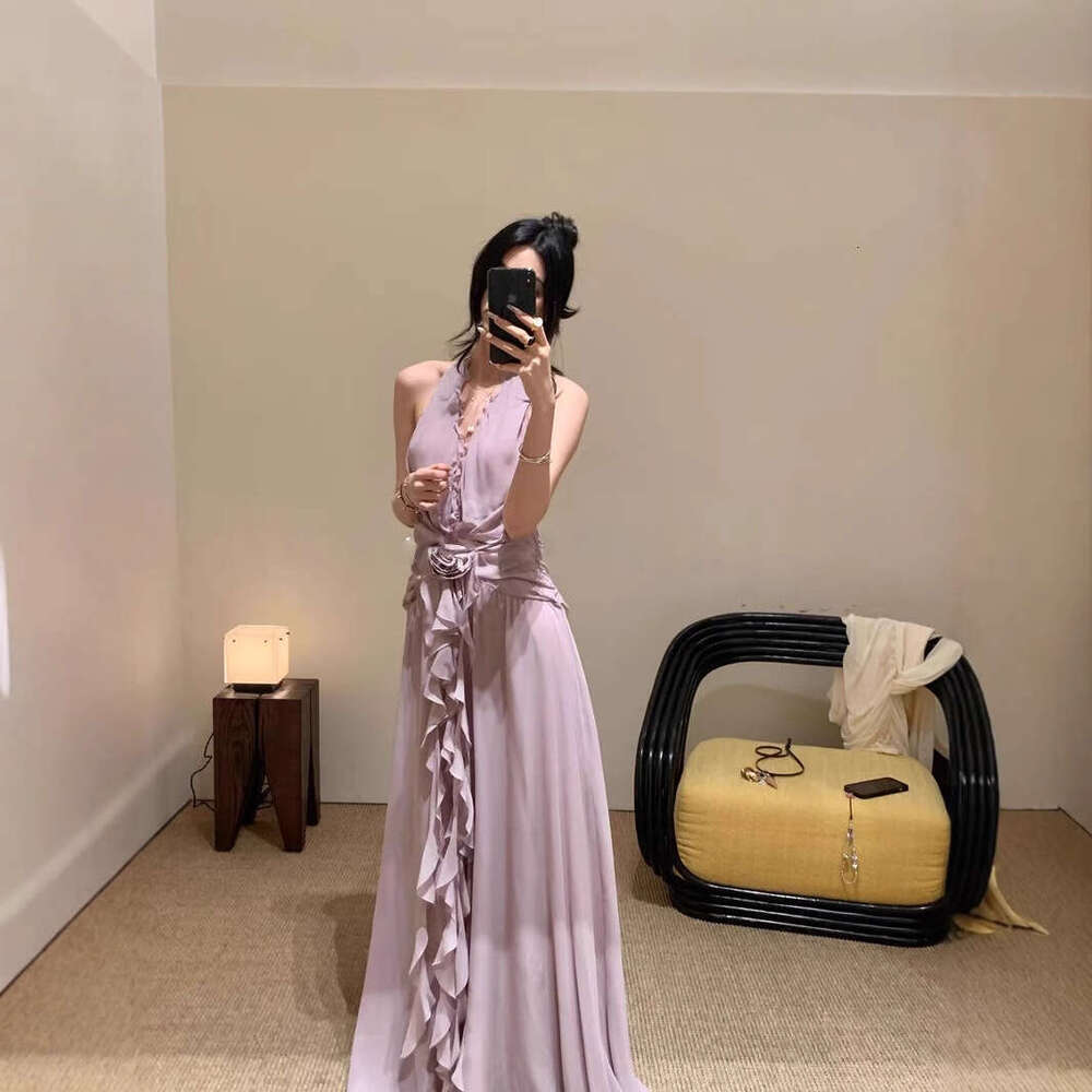 Blumarine 25Ss Spring/Summer Flower Hanging Neck Dress Long Vacation Fairy Skirt Romantic And Elegant