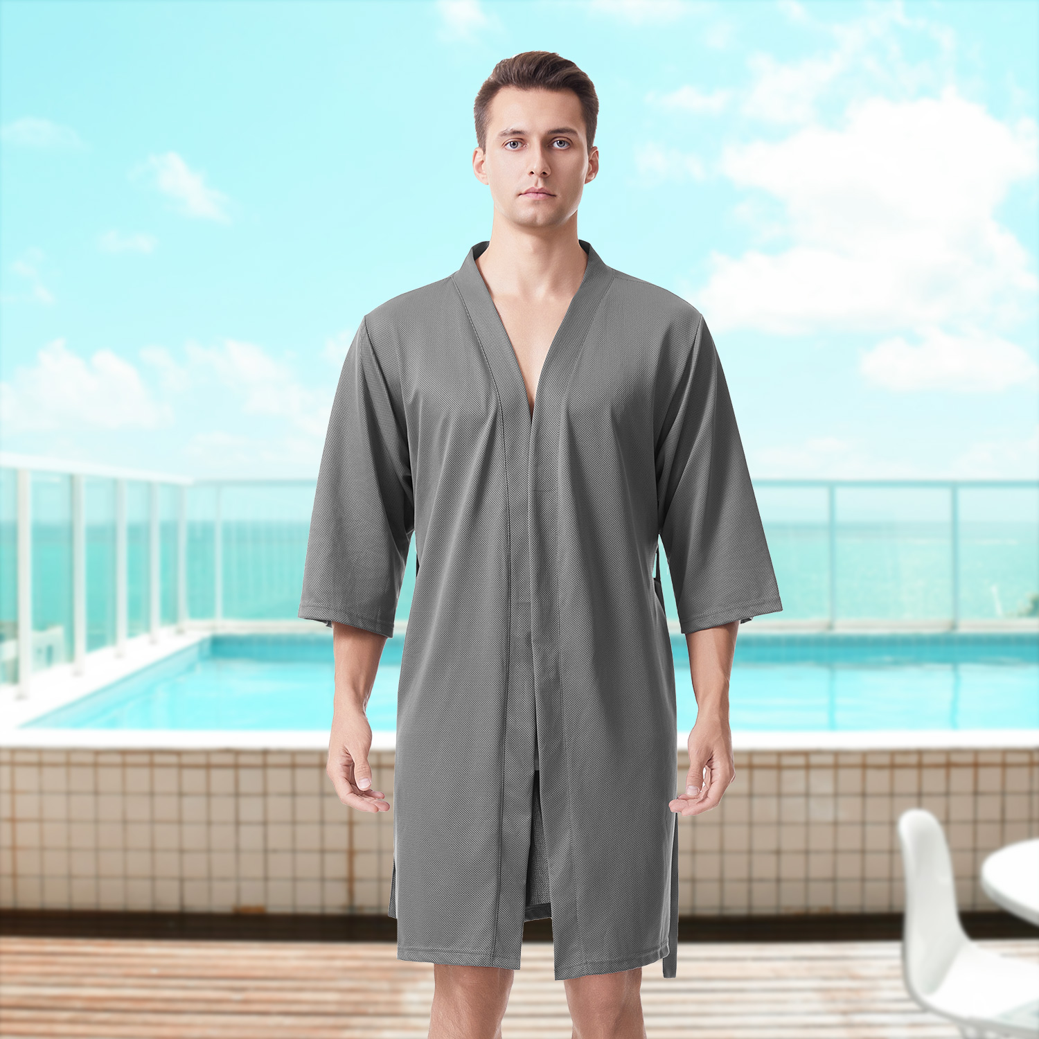 Hitorubo Luxury Soft-Silk Cooling Bathrobe for Comfort & Style