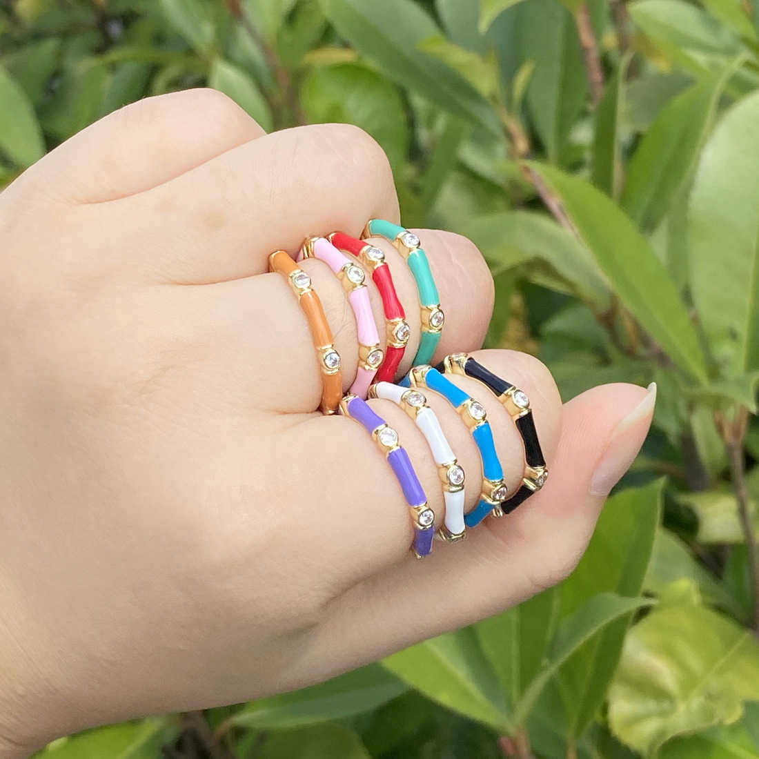Multi-color dripping joint ring women's fashion Instagram hand jewelry vintage set ring J250410