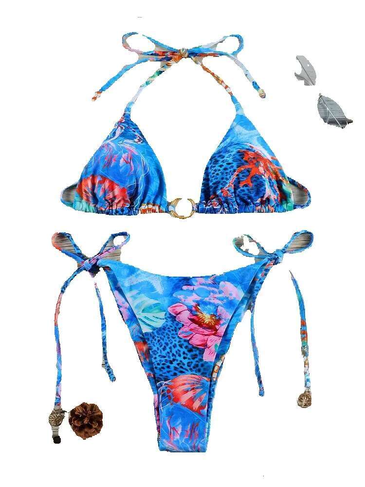 Miyouj printed sexy headband two-piece 2025 low high waist swimsuit new bikini set