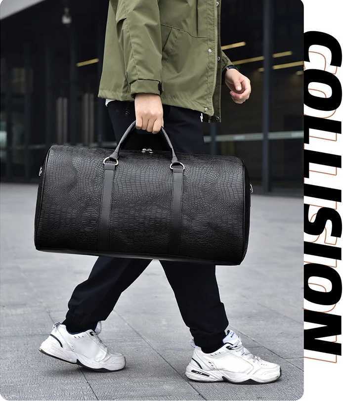 Large Capacity Retro Crocodile-Textured Travel Duffel Bag - Durable Unisex Vacation Luggage Versatile Gift for Men Women sac K251110