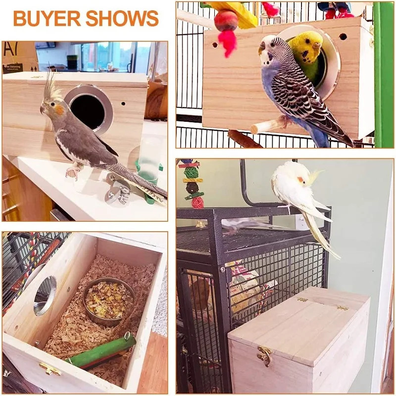 Wooden bird house nest breeding box parrot breeding decorative cage pet accessories home balcony decorative box 250403