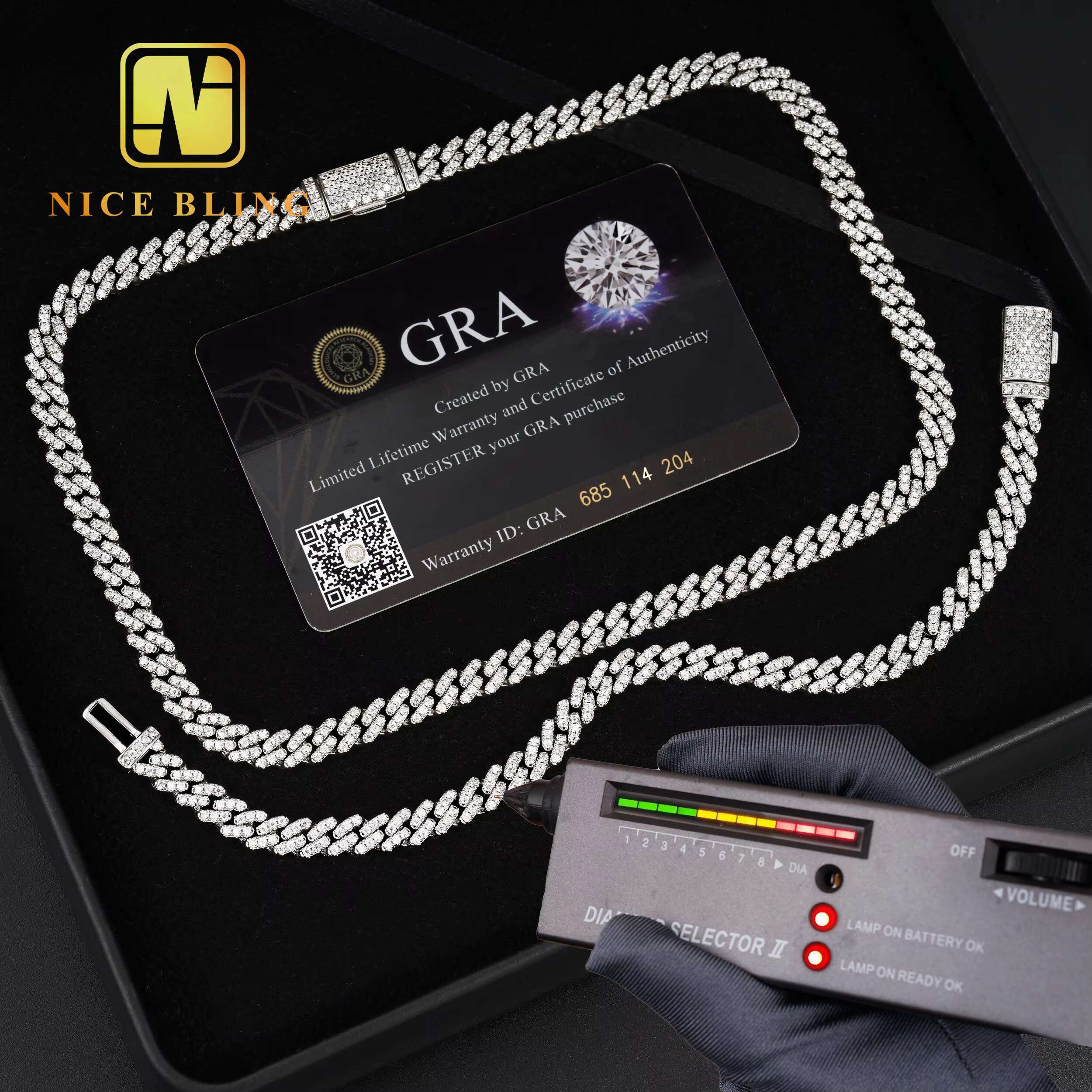Jewelry Pass Tester Men and Women 6MM Pure Sier Hip Hop Cuban Chain