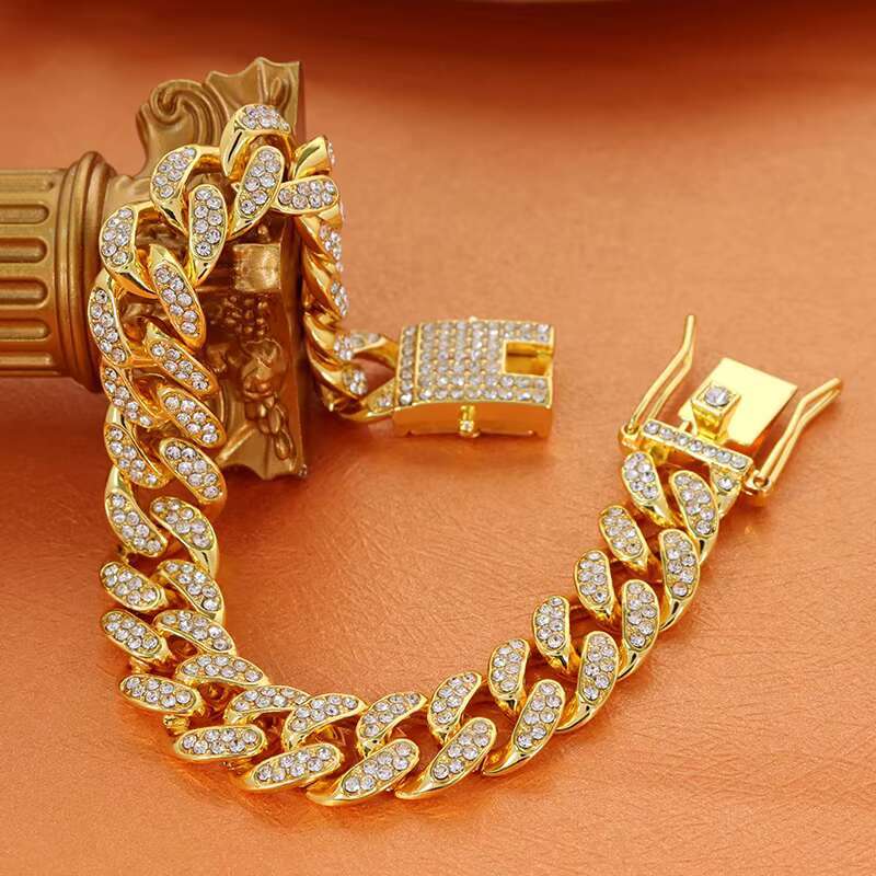 High quality 12mm gold-plated fashionable body chain rap style necklace hip-hop pearl jewelry