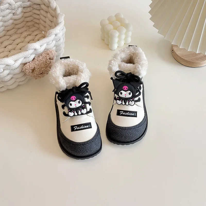 Sanrio Girl Winter Boots Cute Kuromi Snow Boots for Children Princess Fashion Cartoon Kids Princess Causal Ankle Boots Non-slip H251110