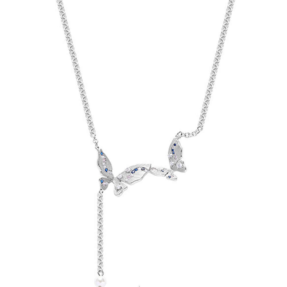 Butterfly Necklace for Women, Exquisite Versatile High-End Colorful Zircon, Light Luxury Fashionable Temperament Sweet Cool Style Original Collarbone 