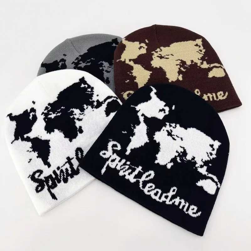 1pc Earth Letter Beanies Hats for Men and WomenWarm Vintage Hip Hop Personal StreetwearSuitable for Winter HalloweenpartyXJ251110