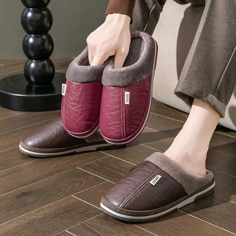 Stylist Winter Slippers for Men and Women ThickSoled Indoor Home Warmth Couples Shoes NonSlip Flat Platform Cotton Couples Slippers F2501031