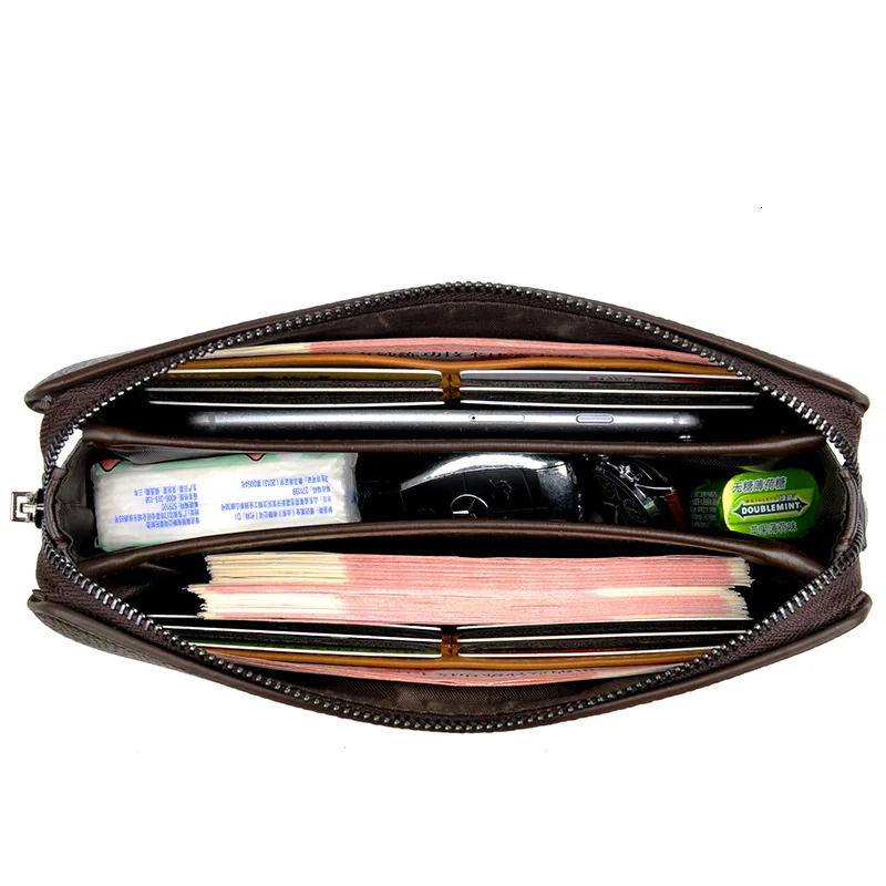 New Men Clutch Bag Leather Long Purse Password Money Bag Business wristlet Phone Wallet Male Casual Handy Bags R251110