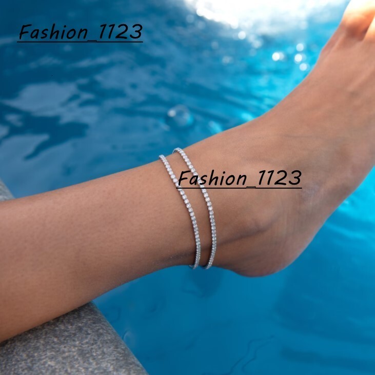 Anklets with Charms Dainty Luxury Anklet Sterling Silver 925 3mm VVS Moissanite Diamond Tennis Womens Bracelet Anklet for Women