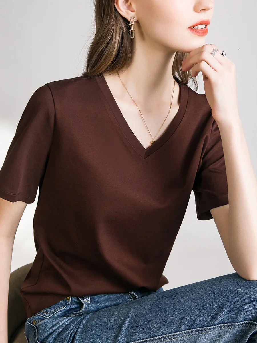 Summer cool liquid ammonia silk cotton short sleeved womens T-shirt basic texture oversized top T-shirt 250410