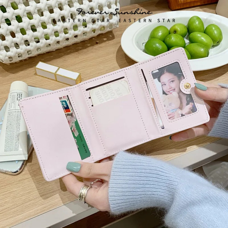 1pc Women Simple Solid Color Bow Decor Mini Tri-Fold Compact Wallet For Women Wallet Mini Wallet Purse Wallet Small Wallet cute R251110