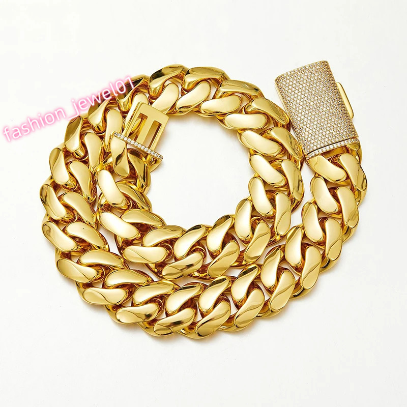 12/14/18/20/22mm Big Heavy Solid Stainless Steel Cuban Miami Link Chain Necklaces for Men Hip Hop Bling Iced out Rapper Jewelry