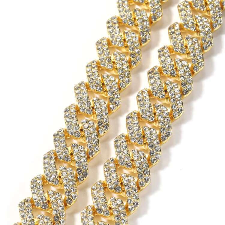 High Quality Fashion Moon Iced Out Sier Hip Hop Necklace Moissanite Prong Cuban k Chain 18mm Jewelry for Men