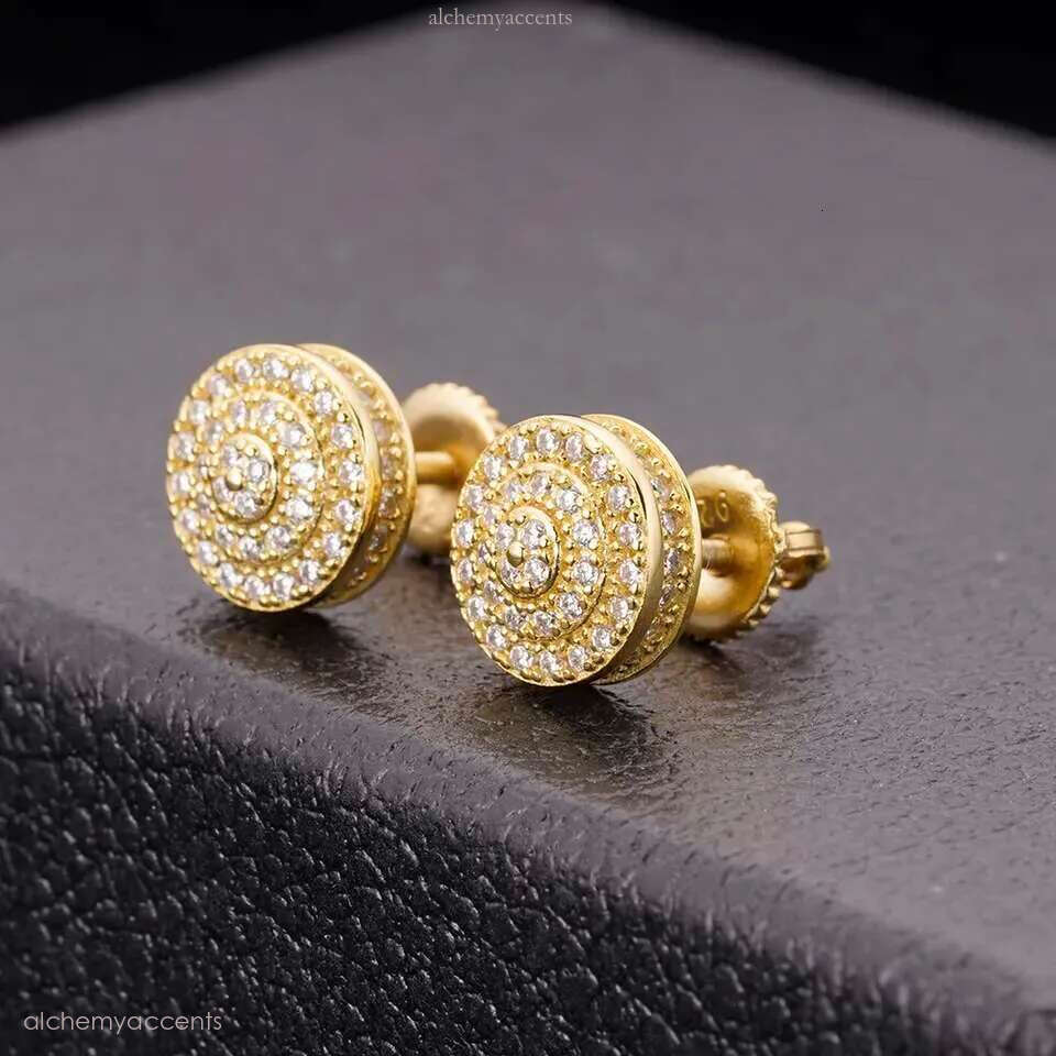 2023 fashion top quality earrings for man 10k gold plated sier needle VVS moissanite Real Gold Earrings