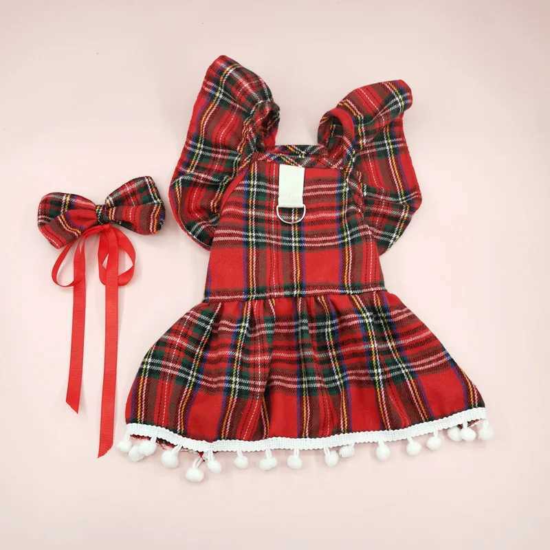 Christmas Dog Dresses Strap Autumn Winter Dog Clothing Skirt Cat Pet Clothing Cosplay Christmas Checker Clothes for Small Dog J251110