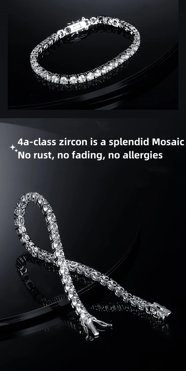 Factory price 925 silver plated 18K gold 4A grade Zircon tennis bracelet for men and women fashion personality exquisite jewelry 250408
