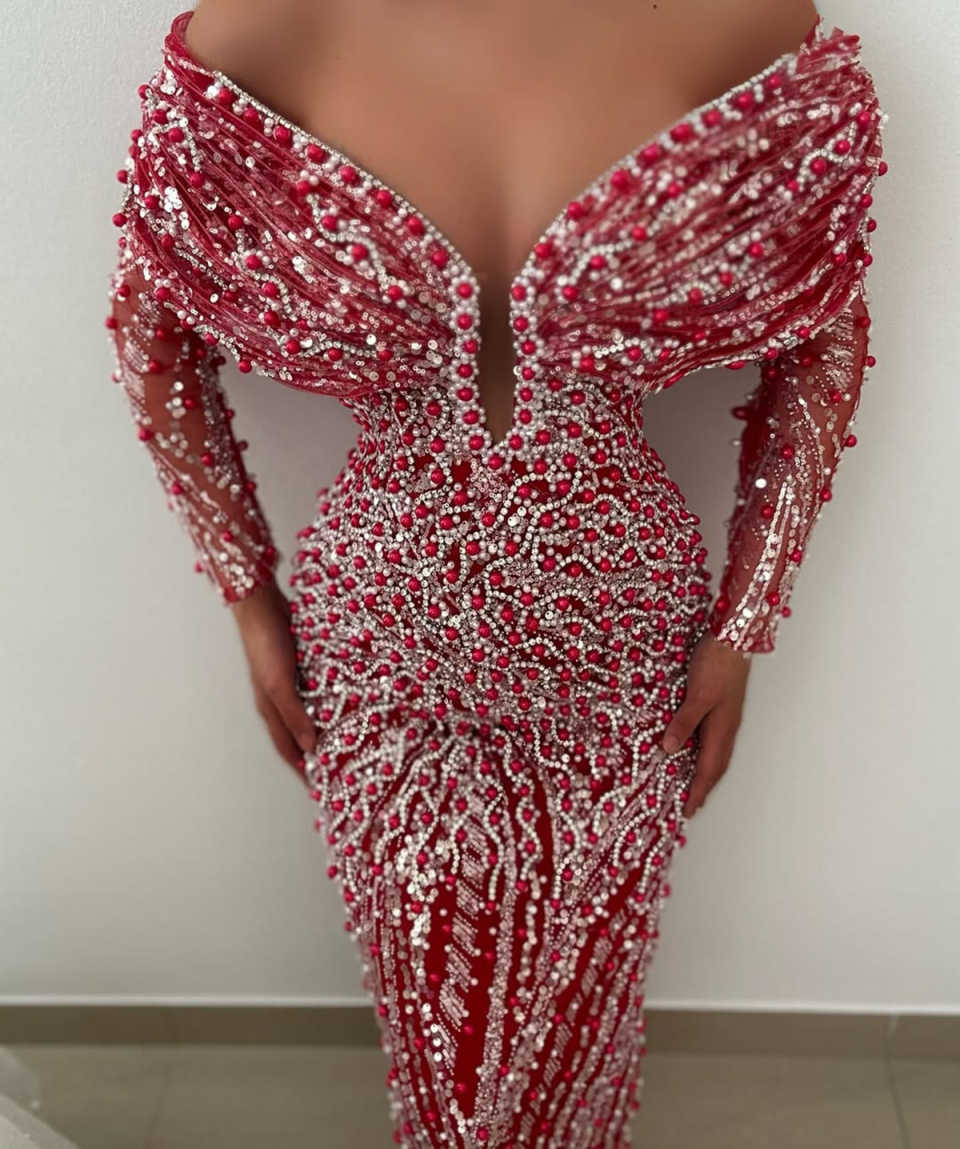Luxury Heavy Handmade Prom Dress Full Beaded Off Shoulde Evening Gown Formal Occasion Dress Party Women Customized Dresses
