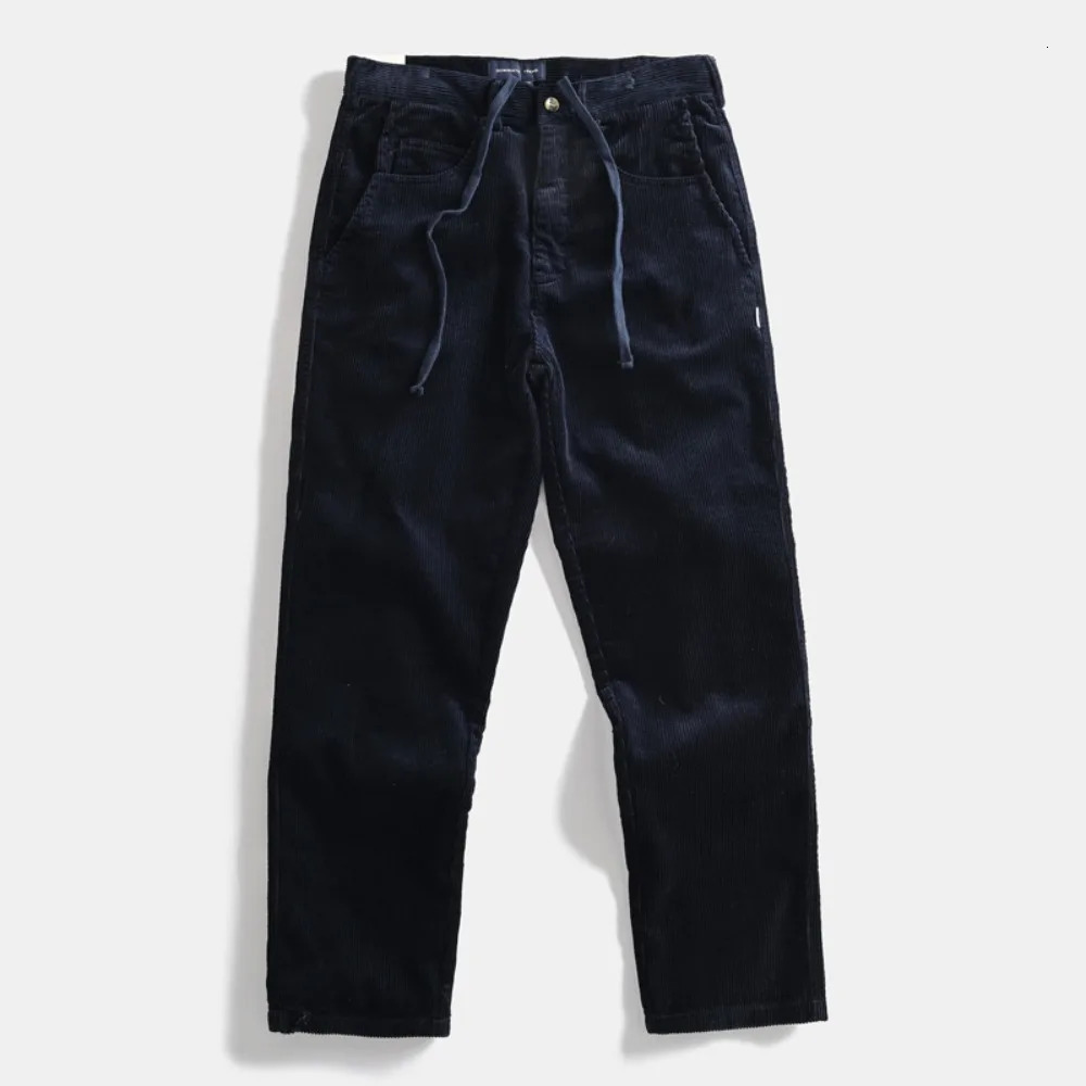 Mens autumn heavyweight retro cotton loose straight corduroy work pants 251106
