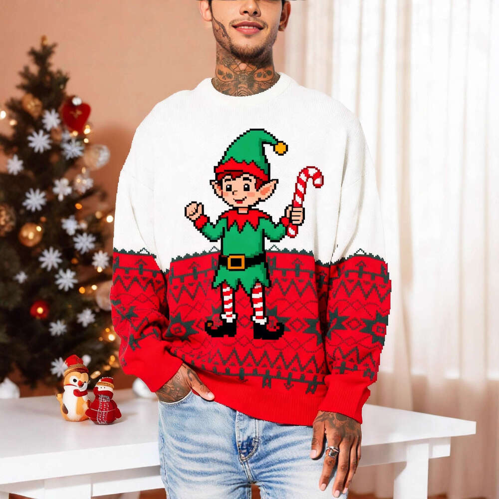 New European and American Cross-Border Christmas Elements Digital 3D Print Men's Crew Neck Casual Fashion Sports Sweatshirt