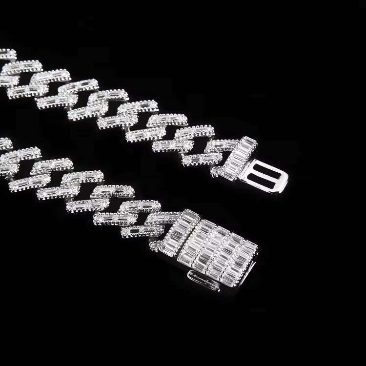 High quality 8mm sterg sier Miami Cuban chain hip-hop men's necklace, paired with ice zircon gold-plated party