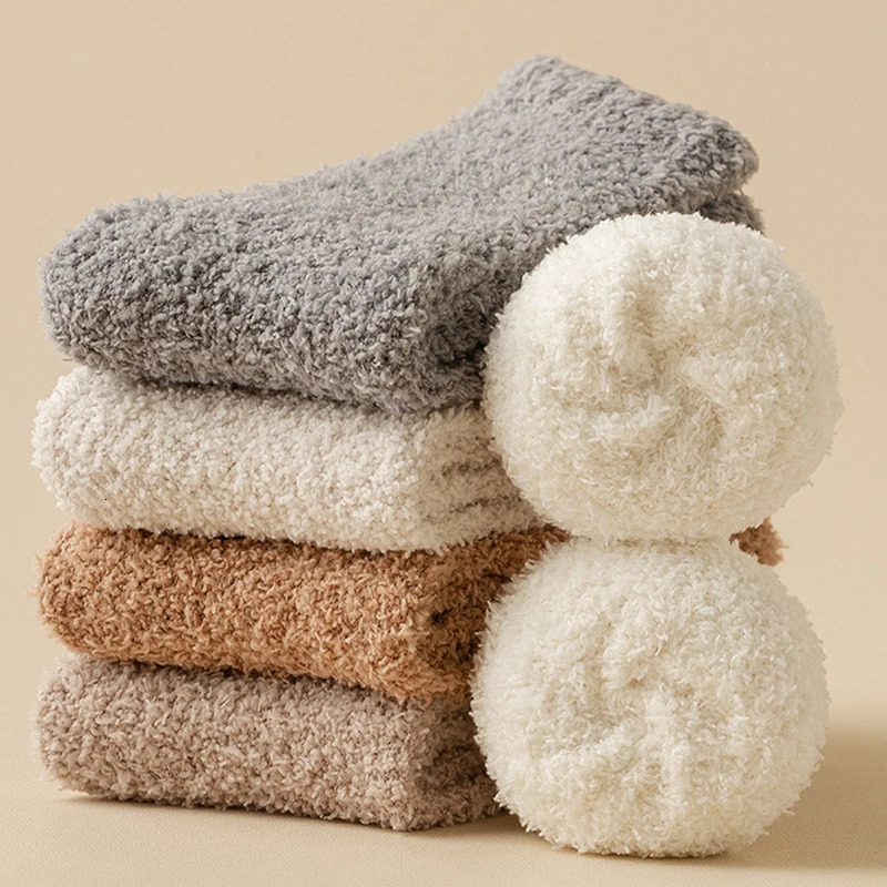 1/5 Pairs Women Winter Thick Coral fleece Socks cold protection Keep Warm Soft Comfortable Not strangle Feet Home Floor Socks 251106
