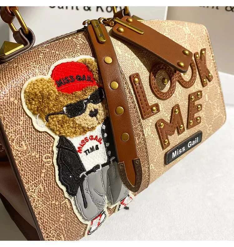 High Quality Textured Leather Pillow Fashion Cute Cartoon Women Handbag Shoulder Messenger Lady Purse Female Casual Bag