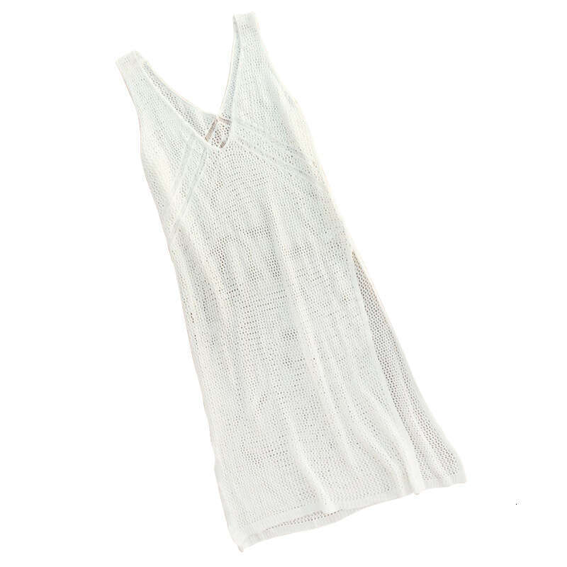 New beach shirt for women, sun protection and anti glare hollow out knitted long skirt, bikini cover shirt, 2025 versatile temperament, new trendy clo