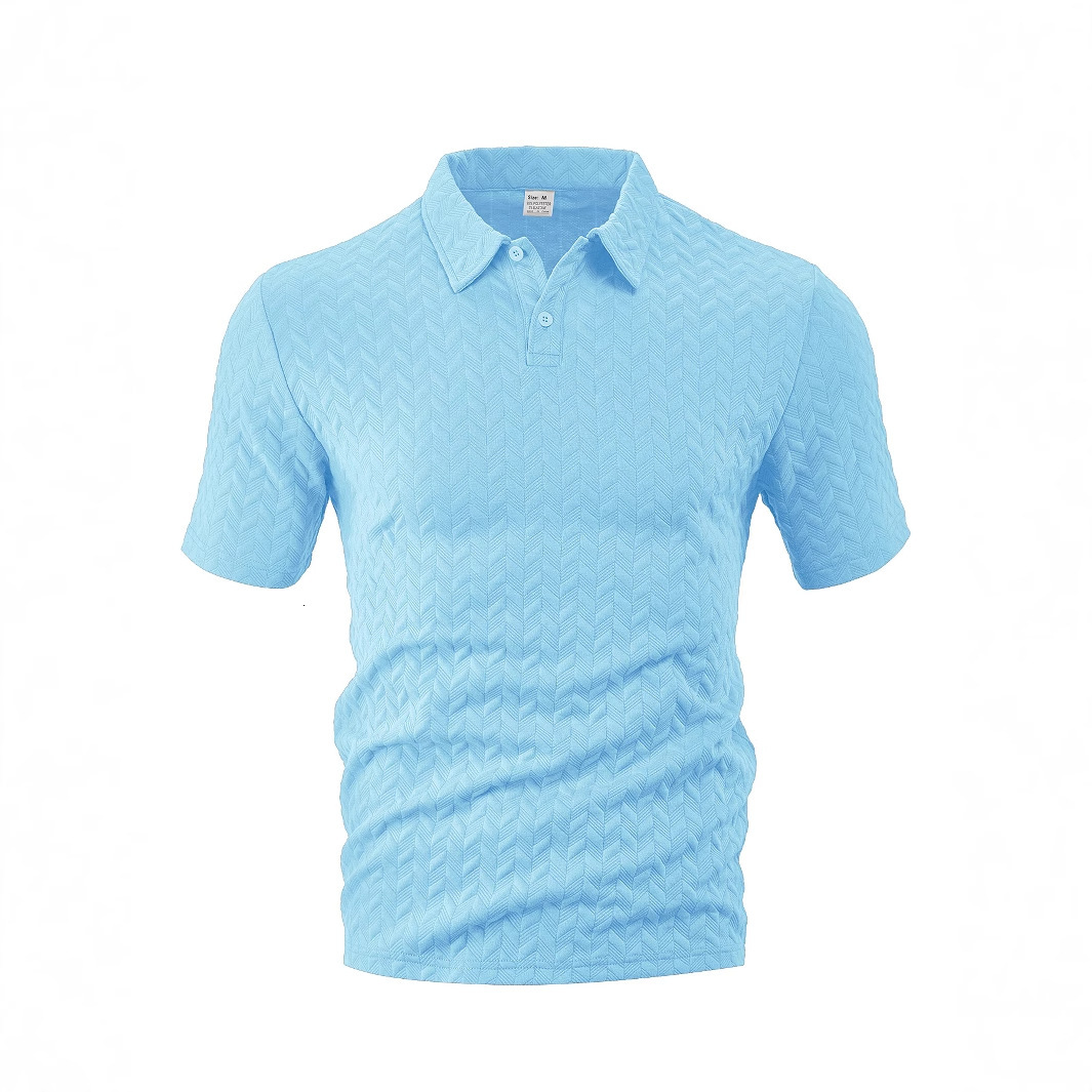 2025 Jacquard Button Polo Short Sleeve Mens Summer Sports Trend