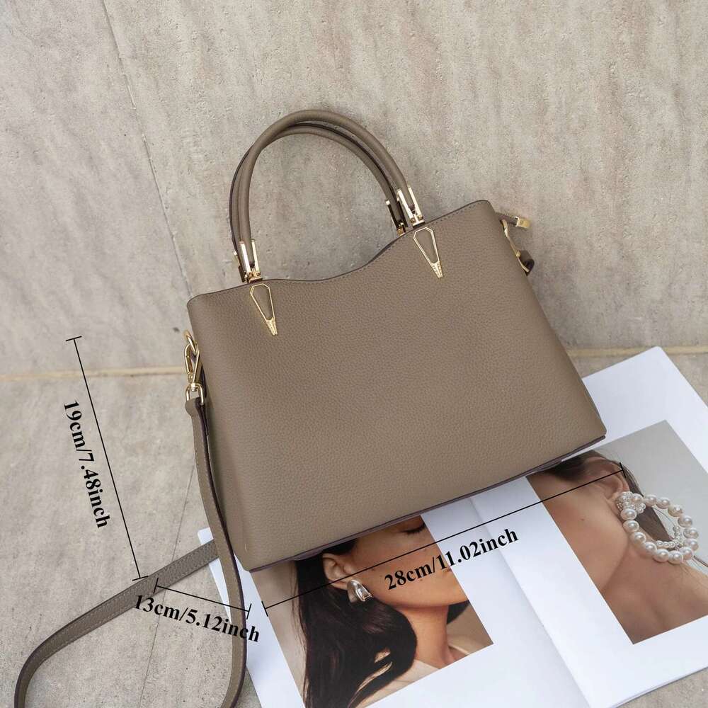 Genuine Leather Women's Handbag Large Capacity Single Shoulder Crossbody Tote Bag, Fashionable And Elegant Practical Quality Bag