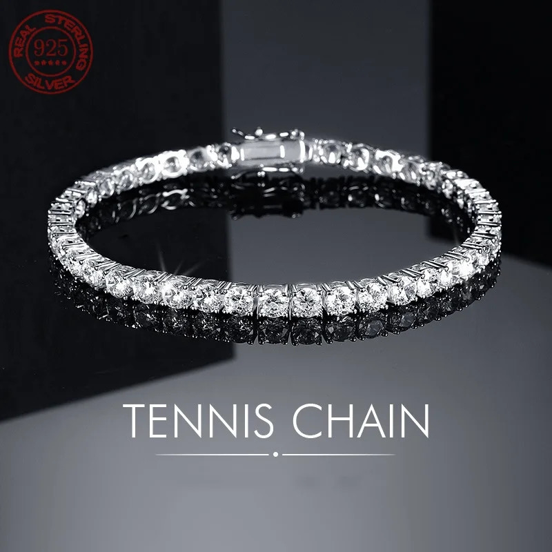 Factory price 925 silver plated 18K gold 4A grade Zircon tennis bracelet for men and women fashion personality exquisite jewelry 250408