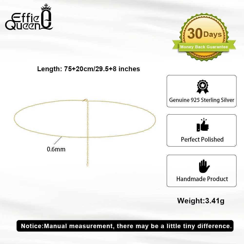 Effie 14K Warm Belly Box Gold Waist Chain Summer Beach Adjustable 925 Pure Silver Body Belly Chain CW02 X250410