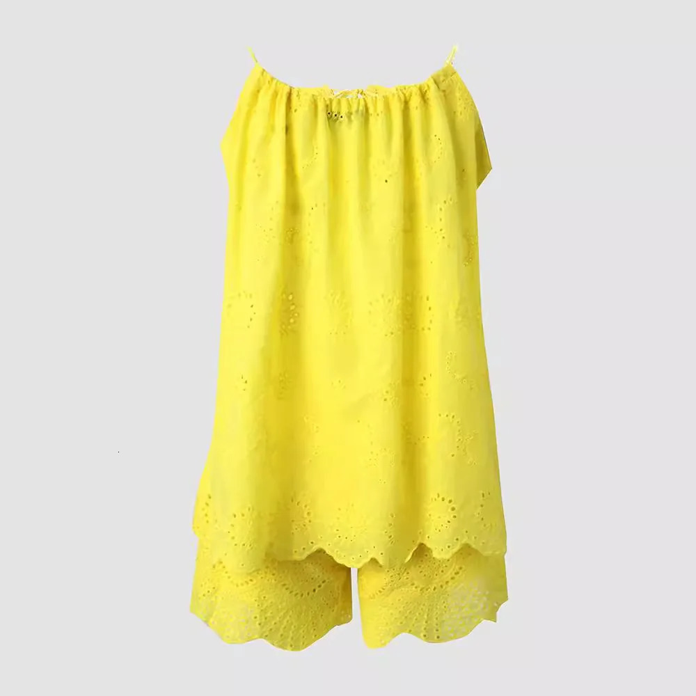 two-piece womens casual V-neck sleeveless embroidered top set fashion womens set 250409