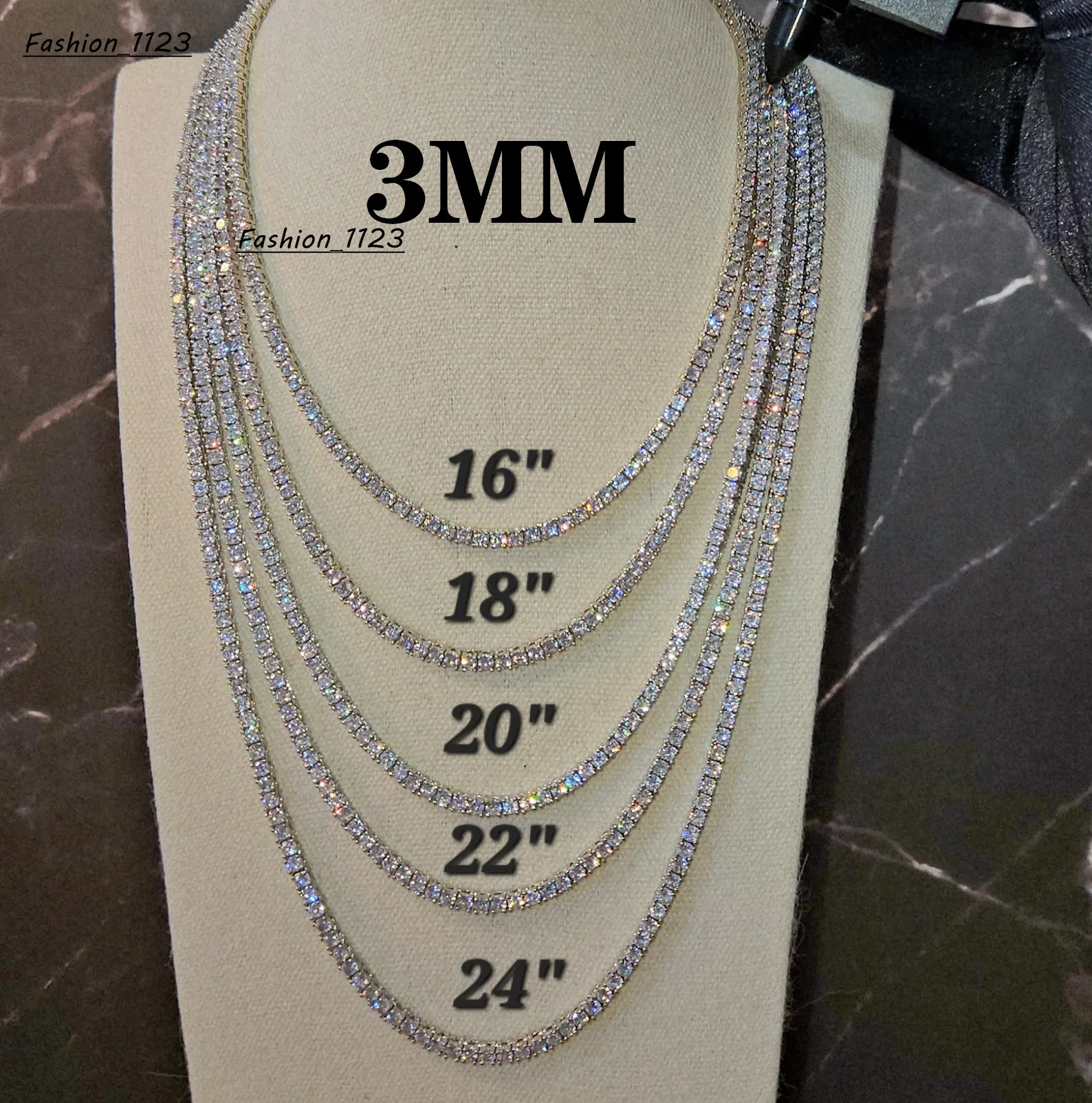 SMON01 Pass Diamond Tester Hip Hop Jewelry Iced Out 20mm-50mm Lab Diamond 925 Silver VVS Moissanite Tennis Chain Necklaces