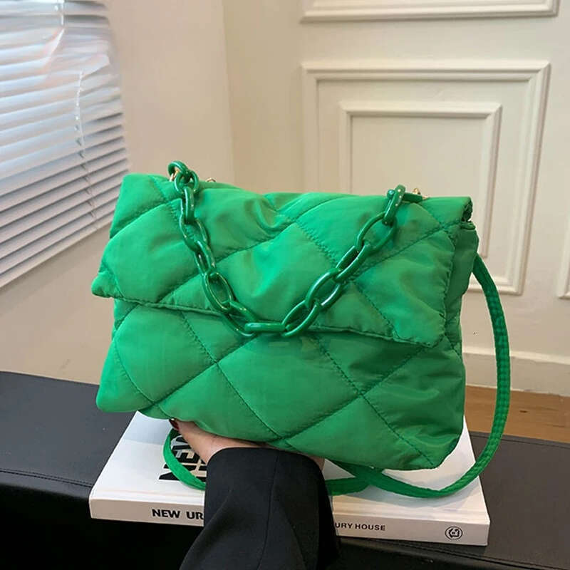 Yogodlns Large Capacity Crossbody Square Casual Chain Women Underarm Bags Fashion Quilted All-Match Winter Simple Shopping