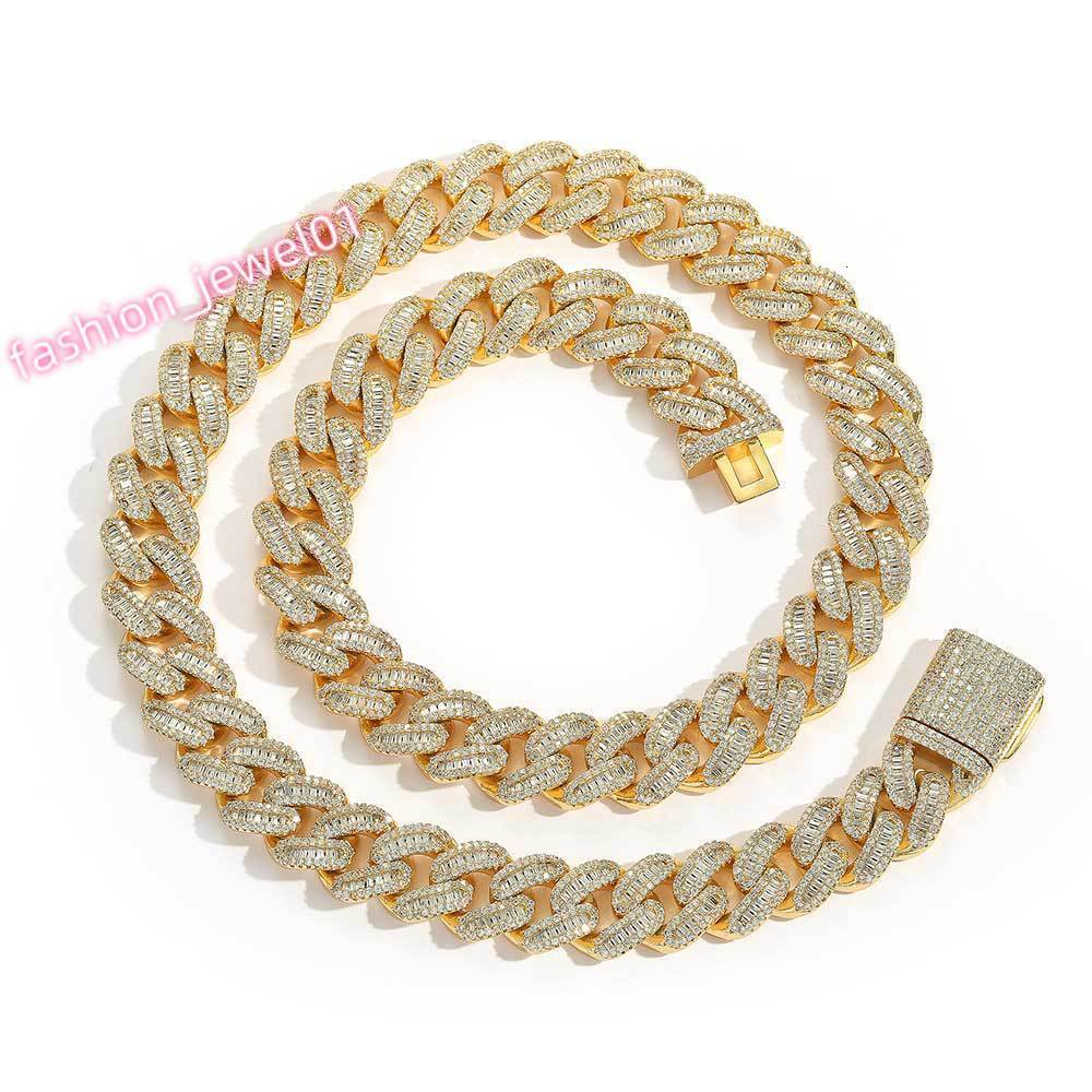 Chain Necklace High Quality Luxury Gold Plated Brass Necklace Fashion Hip Hop Rapper Moissanite Necklace